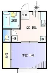 都営新宿線 西大島駅 徒歩5分の賃貸アパート 2階1DKの間取り