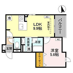 D-Grande桃井町 1LDKの間取図画像