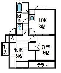 ヴィラウェストウッド 2LDKの間取図画像
