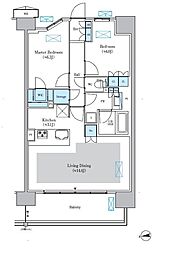ロイヤルパークス船橋 7階2LDKの間取り