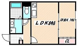 京成本線 船橋競馬場駅 徒歩2分の賃貸アパート 2階1LDKの間取り
