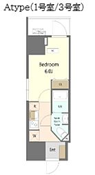 JR総武本線 船橋駅 徒歩5分の賃貸マンション 12階1Kの間取り