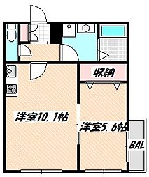 シャトー・ムートン 1LDKの間取図画像