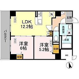 カスタリア西船橋II 2LDKの間取図画像