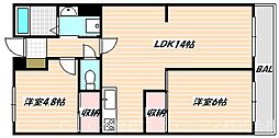 藤喜マンション 2LDKの間取図画像