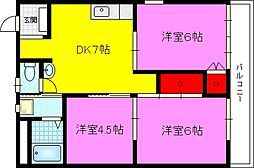 ソシアル弥栄 3DKの間取図画像