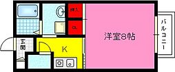 サンモールC棟 1Kの間取図画像