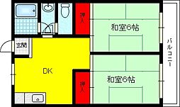 協栄ハイツ 2DKの間取図画像