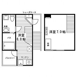 VERA 2階1DKの間取り