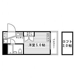 シティパレス千歳烏山PART2 ワンルームの間取図画像