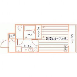 グランルージュ中野南台 1Kの間取図画像