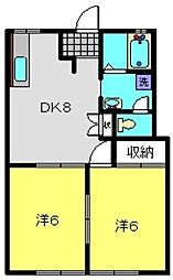 シェモア 2DKの間取図画像