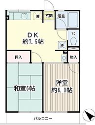 シティハイムエトワールA棟 2DKの間取図画像