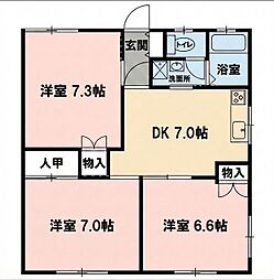 コーポ橋戸E 3DKの間取図画像