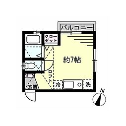 プランドール二俣川2 ワンルームの間取図画像