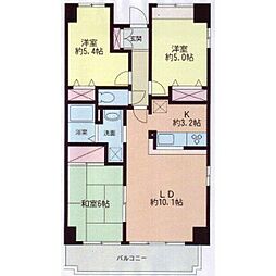 パルティール本村 3LDKの間取図画像