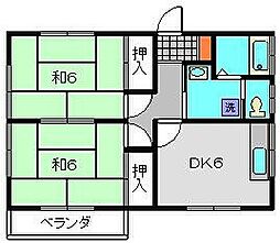 第6佐藤ハイツ 2DKの間取図画像