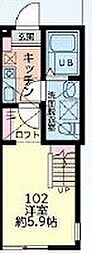 Tina二俣川 1Kの間取図画像