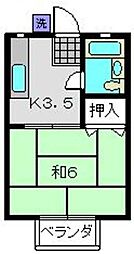 梶山ハイツ 1Kの間取図画像