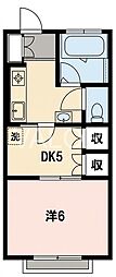 フジミハイツ 1DKの間取図画像