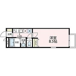 リバーサイドイズミ 1Kの間取図画像