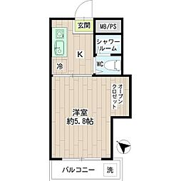 メゾンマキガハラ 1Kの間取図画像