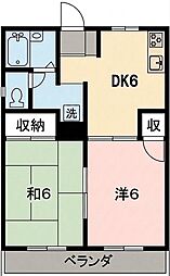 サンハイム富士見 2DKの間取図画像