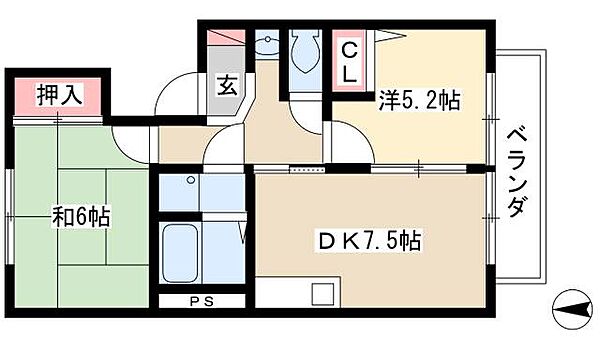 ハイツＫ－II ｜愛知県北名古屋市徳重御宮前(賃貸アパート2DK・1階・46.39㎡)の写真 その2