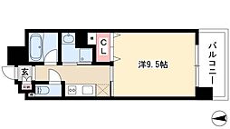 CASTELLO LUSSO 5階1Kの間取り