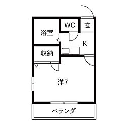 Ｊステーション 2階1Kの間取り