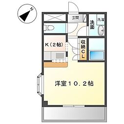 アーバンフォレスト 2階1Kの間取り