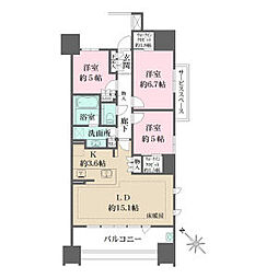 ザ・パークハウス名古屋 3LDKの間取図画像