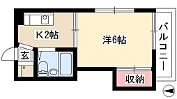 サンたかはし 1Kの間取図画像