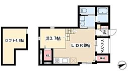カーサフィオーレ浅間町 1DKの間取図画像