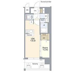 名古屋市北区若葉通1丁目マンション 1LDKの間取図画像