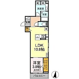 エクラノーブル 1LDKの間取図画像