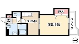 レジデンス黒龍 1DKの間取図画像