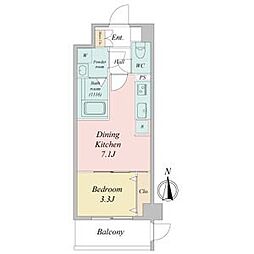 プレイズシード名城公園 1DKの間取図画像