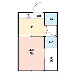 こゆき荘 1Kの間取図画像