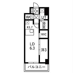 メイクスアート浄心 1LDKの間取図画像