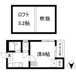 タウンコート栄生 1Kの間取図画像
