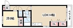 赤城パークマンション 1LDKの間取図画像