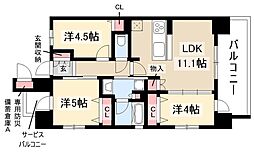 プレサンスロジェ名古屋浅間町ザ・レジデンス 3LDKの間取図画像