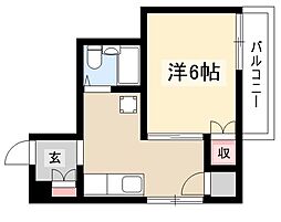 サウスタウン上飯田 1DKの間取図画像