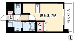 プレサンス名古屋城前ラバンカ ワンルームの間取図画像