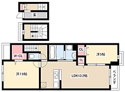 ベル熊之庄 2LDKの間取図画像