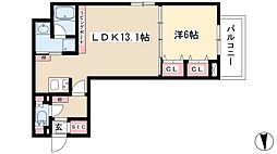 ルシェット白川公園 1LDKの間取図画像