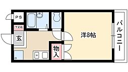 フォレストハイツ独楽 1Kの間取図画像