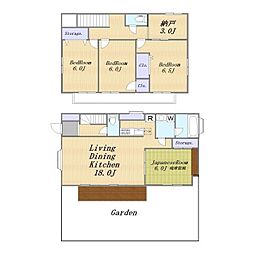 広地町戸建 1階4SLDKの間取り