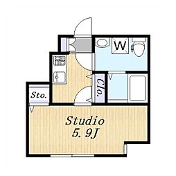 Sophia大岡山 1Kの間取図画像